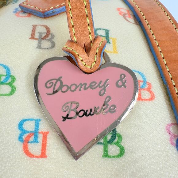 Dooney & Bourke Vintage Multicolor Logo Canvas Leather Satchel 11x5x8 Handbag - Picture 10 of 12